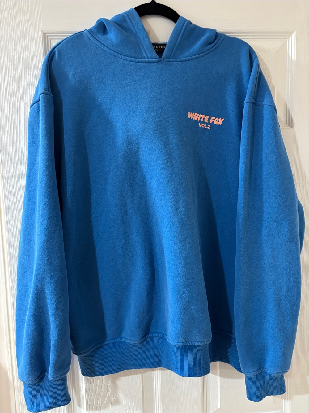 White Fox Boutique Blue Hoodie with Pink Logo